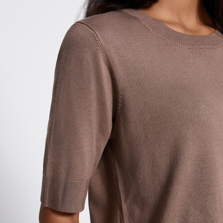 Fine-knit tee "Ada" Dk Beige